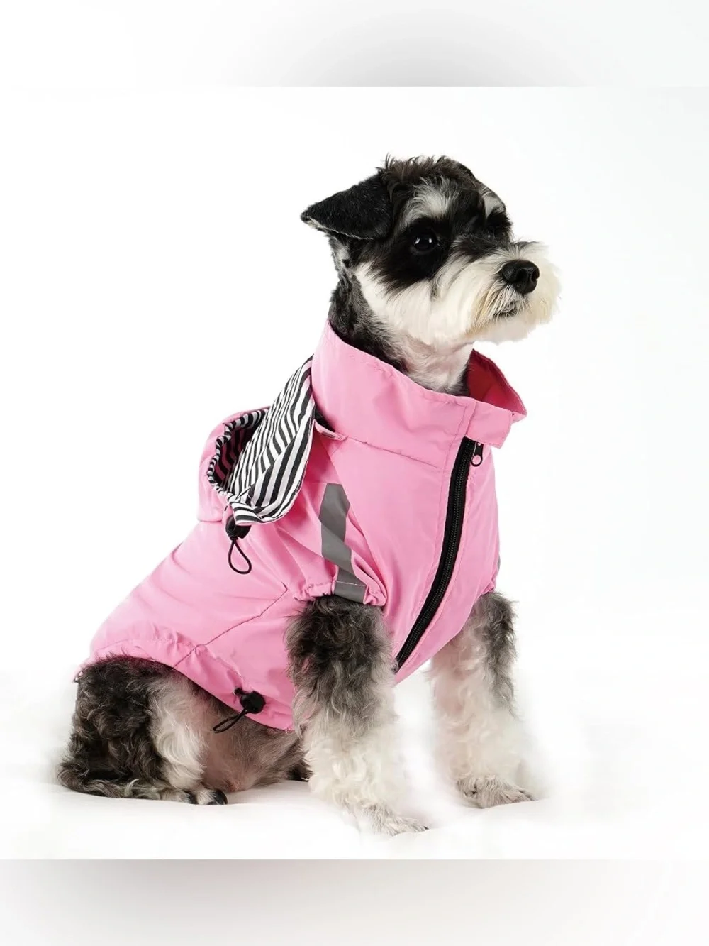 OKpangcho dog raincoat (pink, size M). Features a detachable hood, making it a v